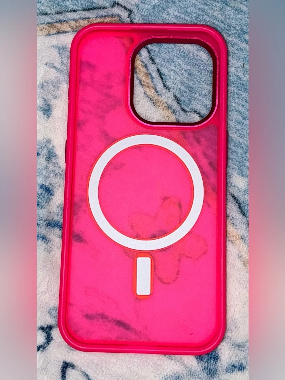 Hot Pink Magnetic Ring Phone Case - Compatible with I Phone 15 Pro